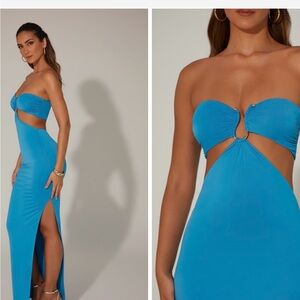 Oh Polly Vibrant Blue Strapless Dress